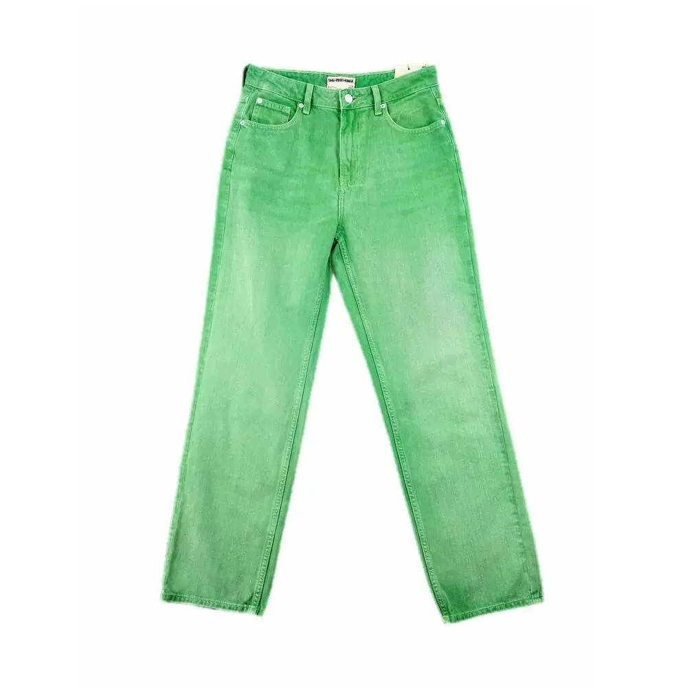 We the Free People NWT Pacifica Green High Rise Slim Straight Leg Denim Jeans